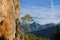 Spectacular mountain wall with a tree