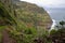 The spectacular North coast from  Arco de Sao Jorge to Ponta Delgada viewed from a hiking trail near Arco de Sao Jorge