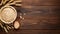 Spectacular Oatmeal And Wheat Grains On Wooden Table - Top View