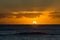 Spectacular orange tropical Hawaiian sunset