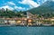 Spectacular panorama of Menaggio, beautiful town in Italy. Italian landscape of Lake Como and the Alps.