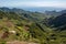 Spectacular panorama view of forest covering atlantic island.