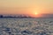 Spectacular panorama view of sun setting into Thermaic gulf.