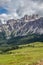 Spectacular panoramic mountain scenery at pass Giau with Mount Gusela in the background