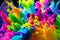 A Spectacular Powder Explosion Unleashed. Embracing the Splendor of Colorful Powder Explosions. Copy space. Generative AI