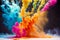 A Spectacular Powder Explosion Unleashed. Embracing the Splendor of Colorful Powder Explosions. Copy space. Generative AI