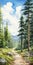 Spectacular Realistic Watercolor Painting Of A Summer Forest