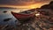 Spectacular Red Boat On The Shore: A Romantic Contest Winner