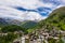 Spectacular scenery of beautiful Zermatt valley and Matterhorn peak