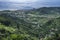 Spectacular scenic view of Santa Teresa di Riva and the blue ionean sea from the hills in Sicily