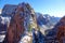 Spectacular shot of a massive rock formation in the middle of Zion National Park