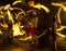 A spectacular site as Fire Ball Dancers perform along a street in Kandy during the Esala Perahera great procession in Sri Lanka.