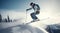 Spectacular Ski Jump by Winter Athlete on Mountain Peak, Generative AI
