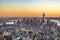 Spectacular skyline of New York, Manhattan in sunset