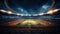 Spectacular Spotlights Shine on the Crowded Stadium. Generative AI