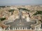 The spectacular St. Peter`s Square, Rome, Italy. View from the dome of San Pedro.