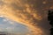 Spectacular storm cloud formation next to a clear blue sky