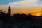 Spectacular sunset in the famous Jemaa El Fna square in Morocco