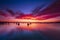 Spectacular sunset over boats at Sandbanks, Poole Harbour, Dorset