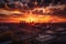 Spectacular sunset over a sprawling industrial complex with smokestacks and machinery\\\