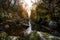 Spectacular sunset view of Fairy Glen at Betws-y-Coed in Snowdonia National Park, Wales