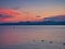 Spectacular sunset view from the village of Bardolino on the shores of Lake Garda