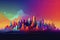 Spectacular urban skyline with colourful city