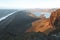 spectacular view from the cliff on beautiful ocean and shore, vik dyrholaey, reynisfjara