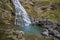 Spectacular view of the Cola de Caballo waterfall in the Ordesa y Monte Perdido National Park in Huesca