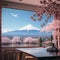 Spectacular view Japanese cherry blossoms with Mount Fuji backdrop