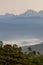 spectacular view of Nanda devi Himalayan mountain range in first light from Kausani in Uttarakhand