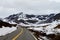 Spectacular view of a snowy mountain and a highway, Alaska, USA, United States of America