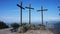 Spectacular viewpoint of Monte Tre Croci three crosses mount from the top of San Maurizio of Brunate, Como, Italy.