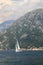 spectacular views of boat in the middle of the Bay of Kotor