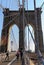 Spectacular views of the Brooklyn Bridge with all its characteristic metal wires and the pedestrian walkway