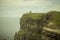 Spectacular views of the famous cliffs of Moher in County Clare, Ireland. O`Brien`s tower.