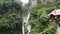 spectacular waterfall of El Pailon del Diablo in Banos