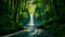 Spectacular waterfall framed by verdant foliage in deep forest