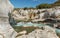 Spectacular waterfalls and rapids of the Cascades du Sautadet in France.