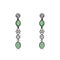 Spectacular white gold earrings plated with black rhodium with diamonds and chrysoprase