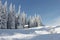 spectacular winter landscape, picturesque morning nature view  in mountains, Carpathians, Ukraine, Europe