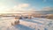 Spectacular Winter Landscape With Wooden House In Rural Finland