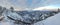 Spectacular winter mountain landscape illuminated by setting sun.