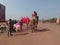 Spectators are enjoying a camel ride on Hanuwantiya island