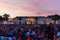 Spectators in the Herrenhaus Gardens in Hanover, Germany, during the International Firework Contest 2016 at dusk