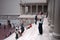 Spectators on the steps of the Pergamon Altar in Pergamon Museum, Berlin, Germany