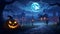 spectral citadel, halloween haunted realm 3d illustration