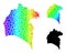 Spectral Colored Gradient Star Mosaic Map of Huelva Province Collage