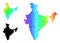 Spectral Colored Gradient Star Mosaic Map of India Collage