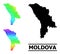 Spectral Colored Gradient Star Mosaic Map of Moldova Collage